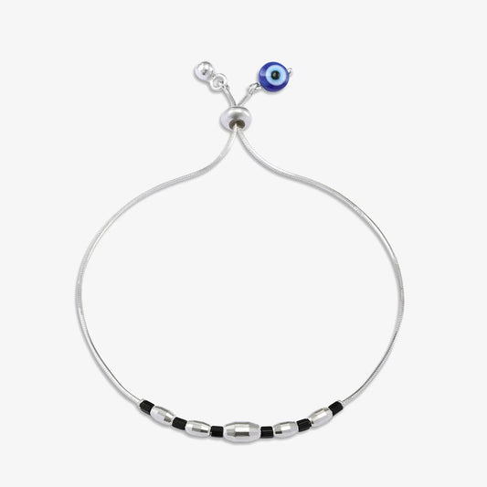 Beaded Silver Chain Bracelet