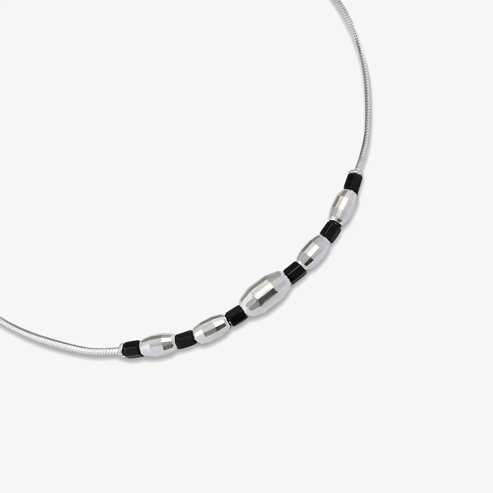 Beaded Silver Chain Bracelet