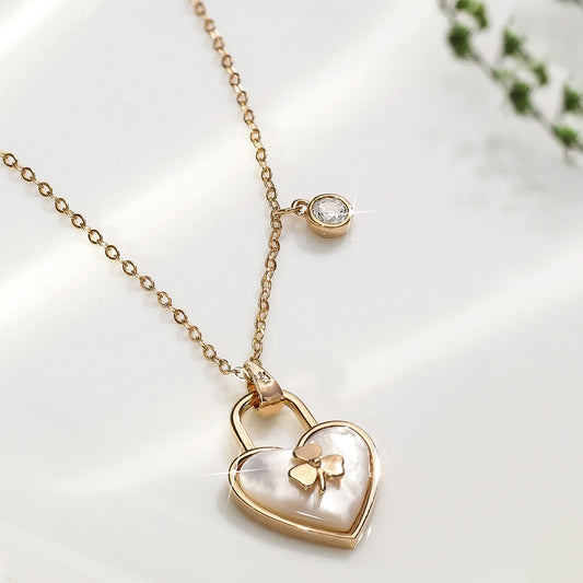Rose Gold Plated Heartlock Silver Necklace