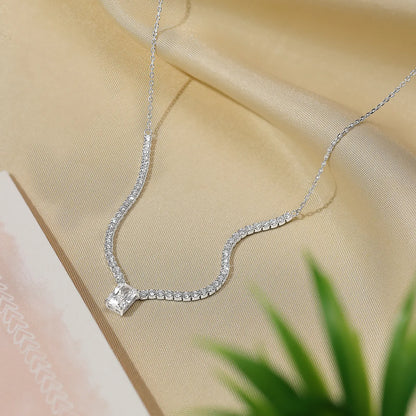 Solitaire Silver Tennis Necklace