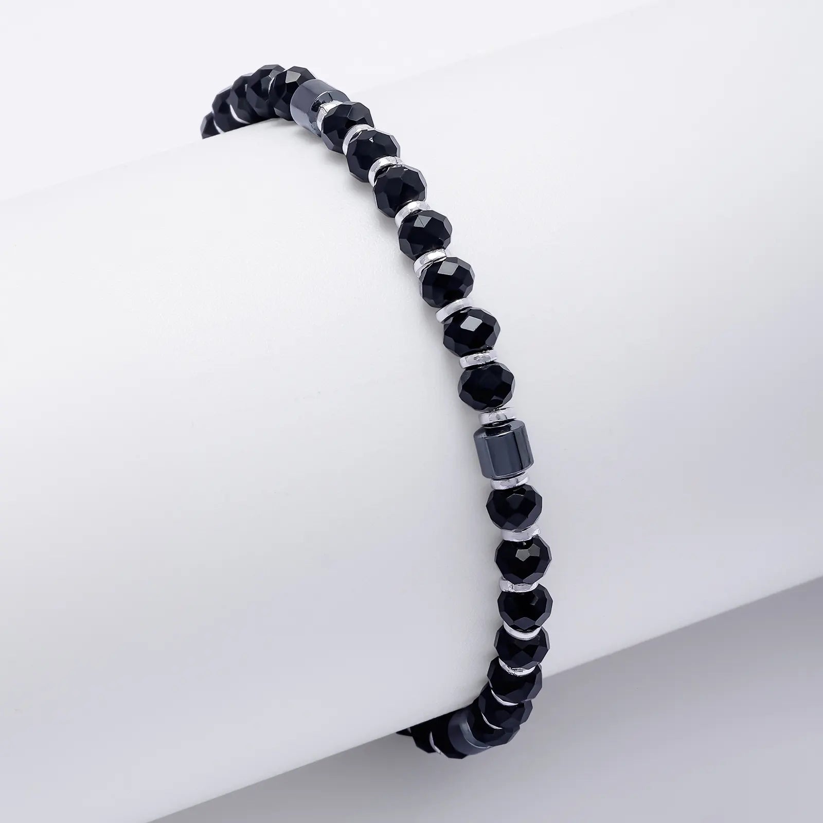 Silver Black Bead Bracelet for Kids
