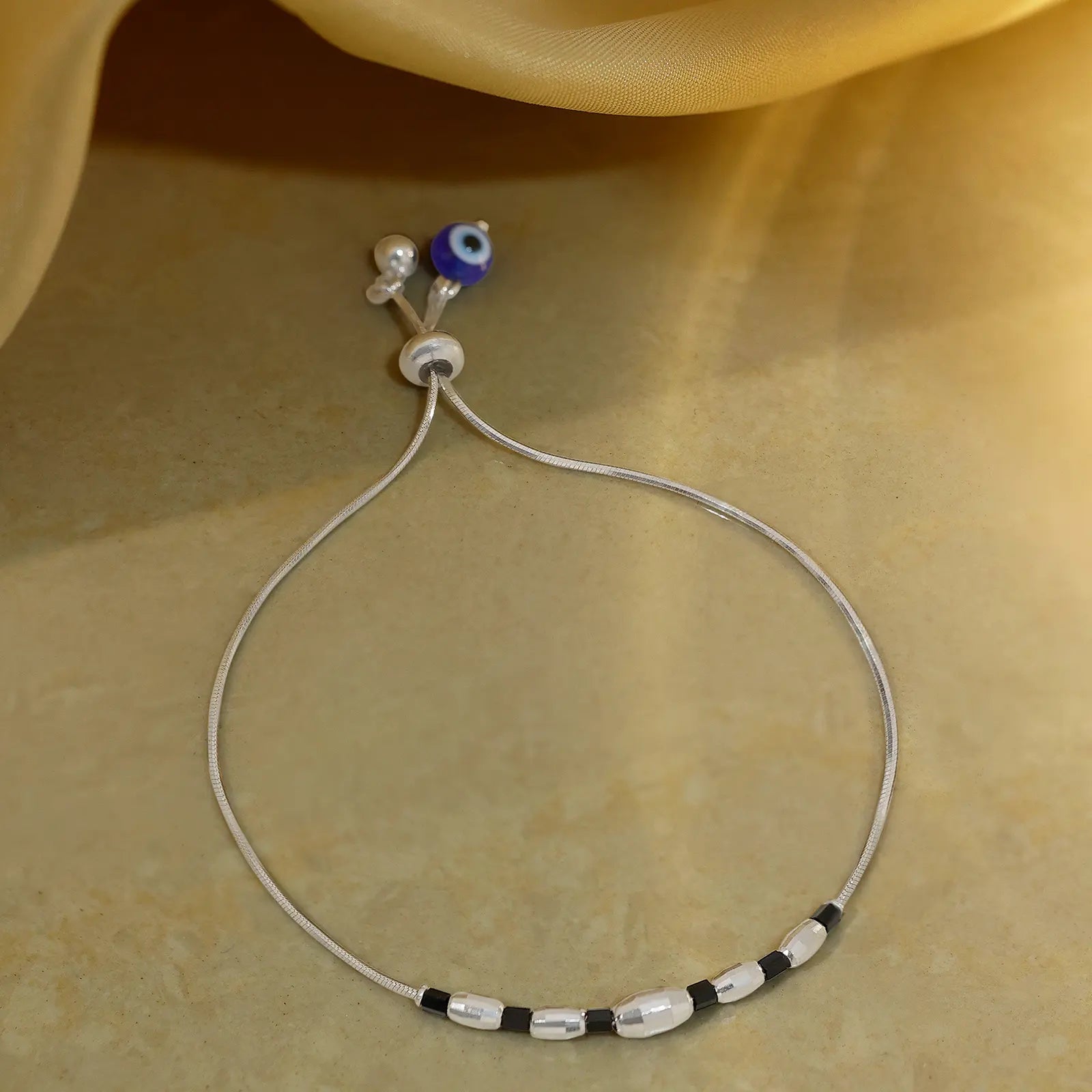 Beaded Silver Chain Bracelet