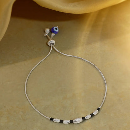 Beaded Silver Chain Bracelet