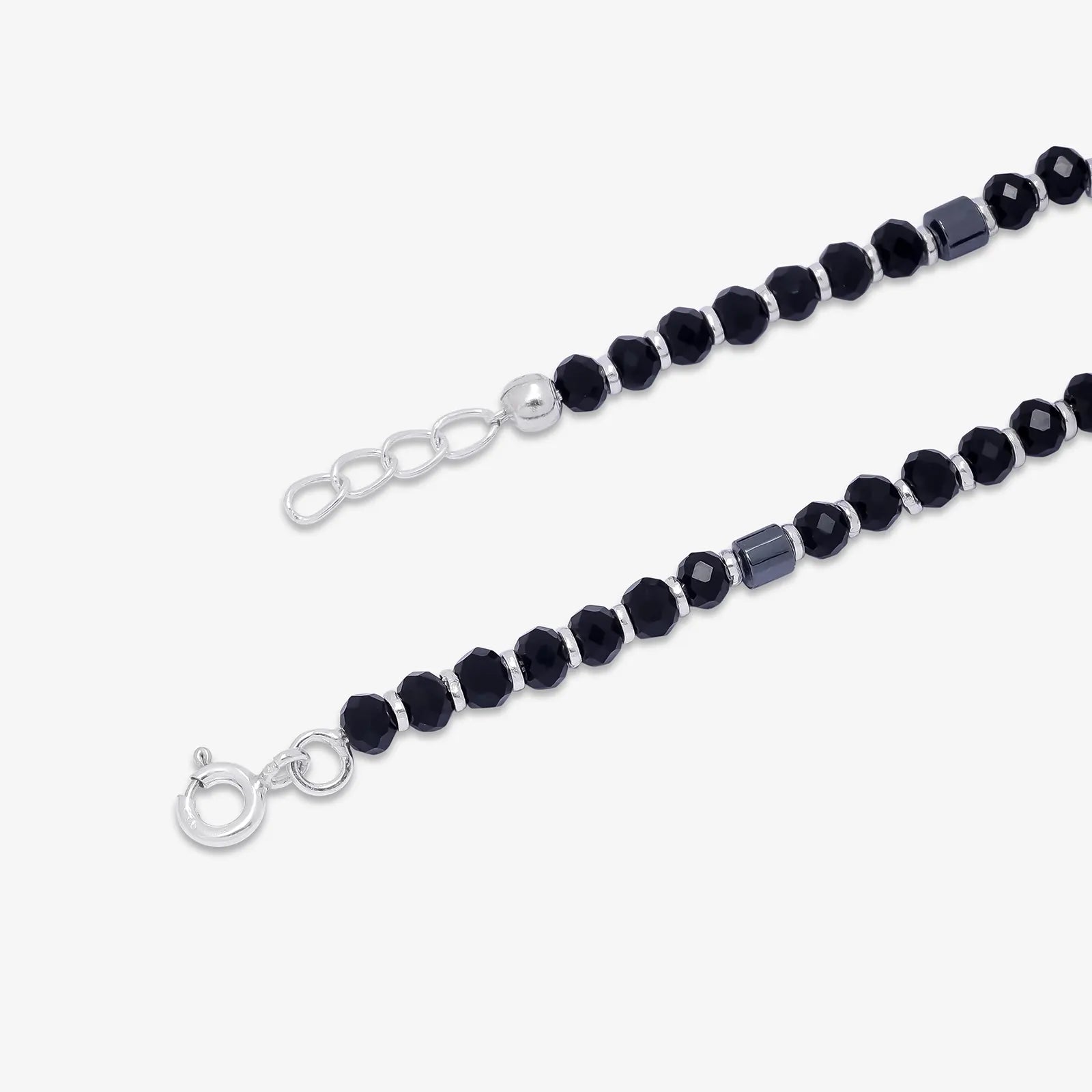 Silver Black Bead Bracelet for Kids