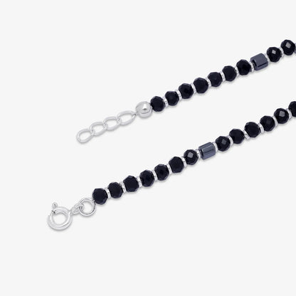 Silver Black Bead Bracelet for Kids