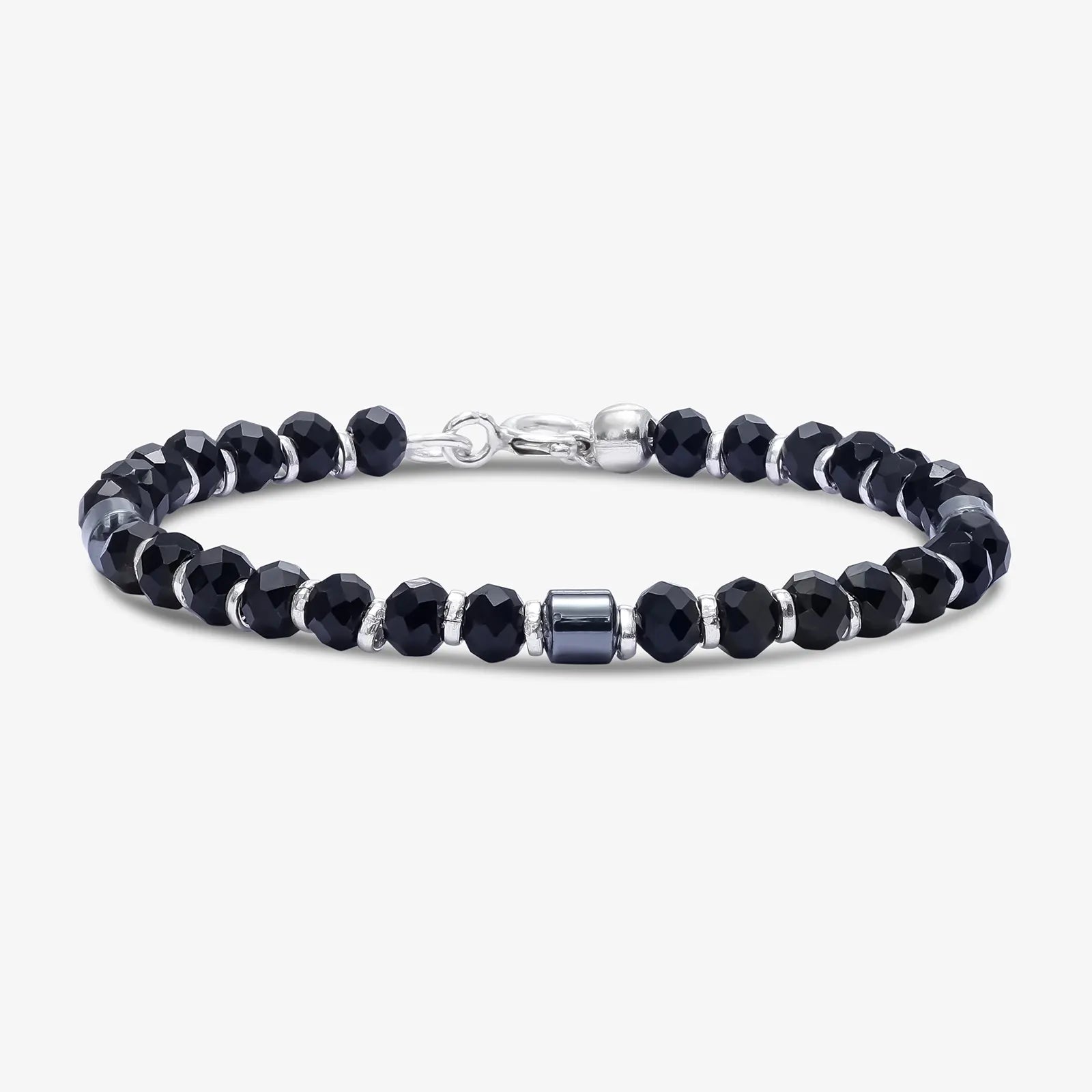 Silver Black Bead Bracelet for Kids