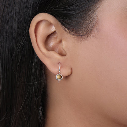 Pure Silver Earrings - Garnished With Tiger-Eye Stone - Tweov Jewels