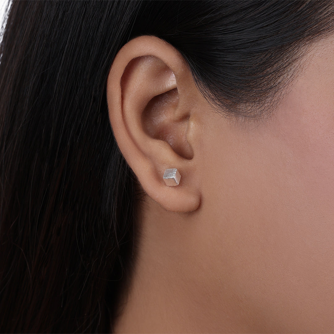 Pure Silver Studs - Mini Cubic Design - Tweov Jewels