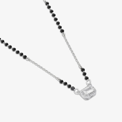 AD Studded Rectangle Silver Mangalsutra