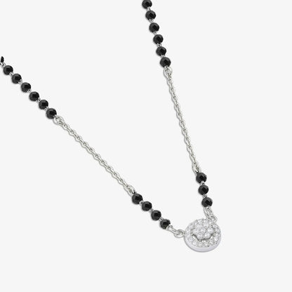 Designer AD Floral Silver Mangalsutra - Tweov Jewels