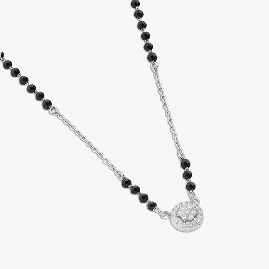 Designer AD Floral Silver Mangalsutra