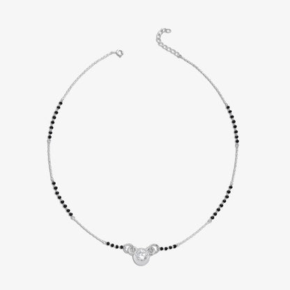 AD Studded Round Solitaire Silver Mangalsutra