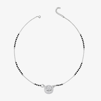 Designer AD Floral Silver Mangalsutra - Tweov Jewels
