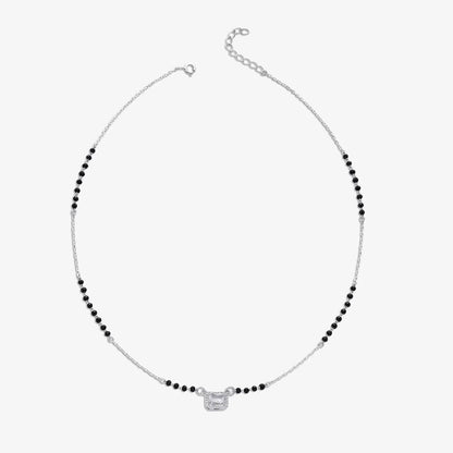AD Studded Rectangle Silver Mangalsutra