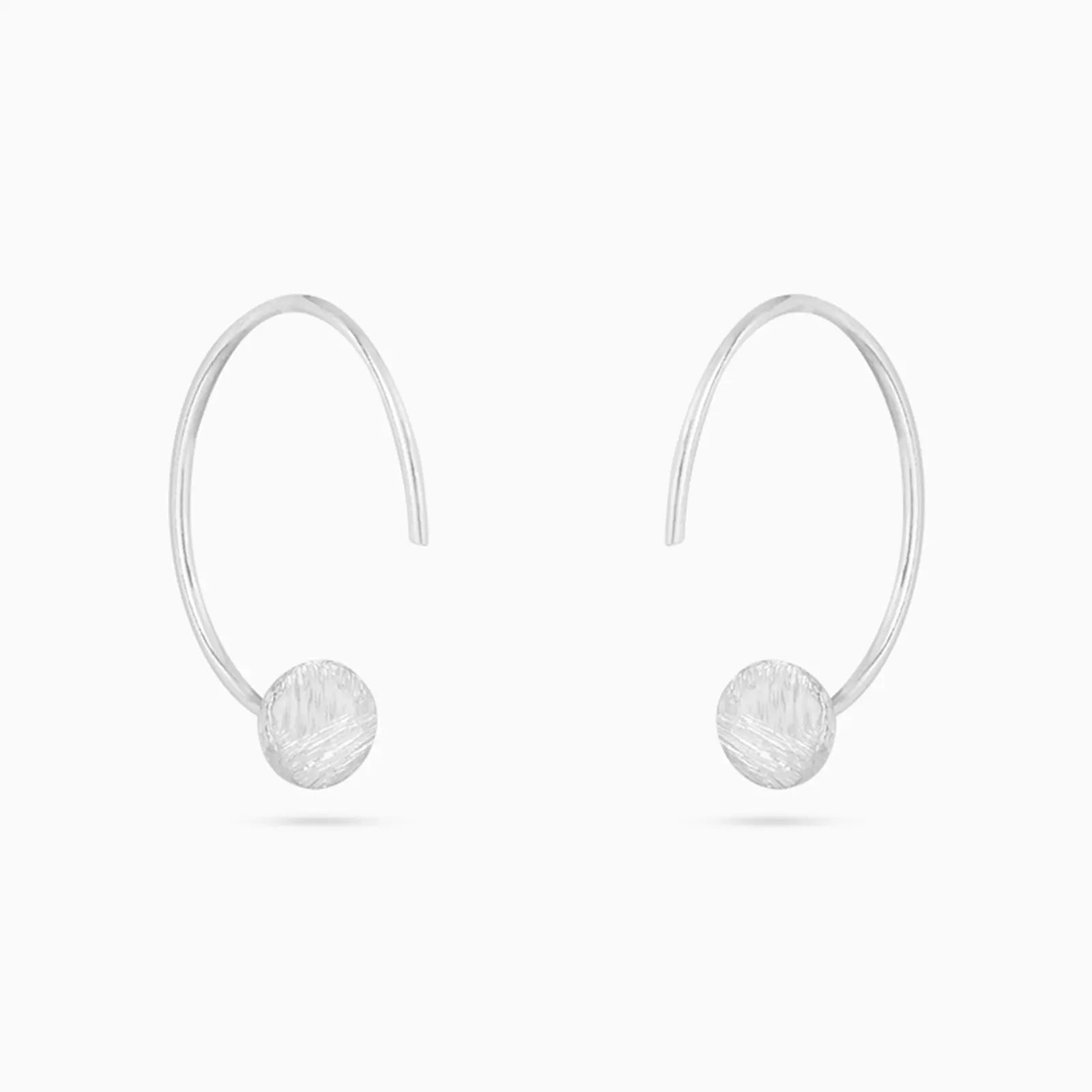 Semi Circular Silver Hoop Earrings