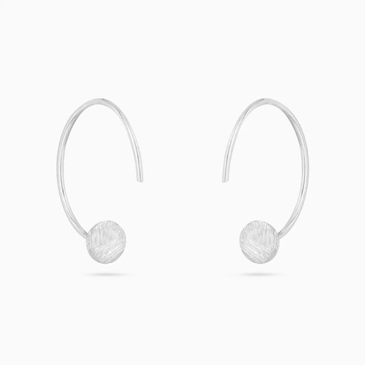 Semi Circular Silver Hoop Earrings