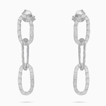 Intertwined Long Chain Silver Dangle Earrings