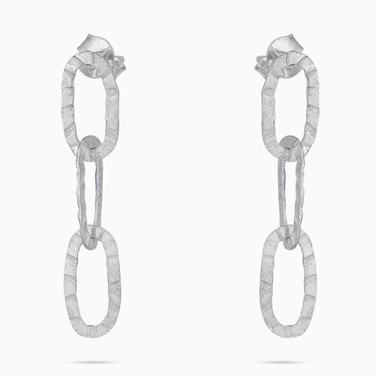 Intertwined Long Chain Silver Dangle Earrings