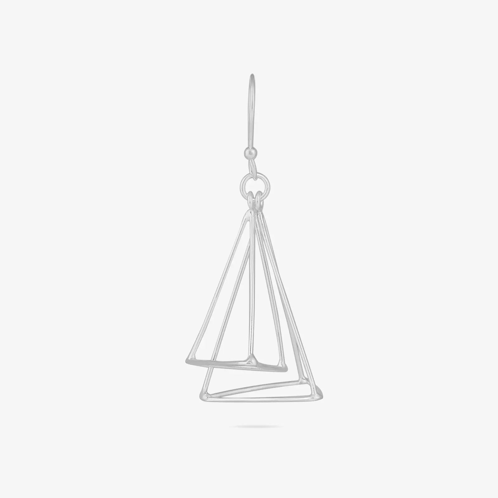 Triangular Tone Silver Dangle Earrings