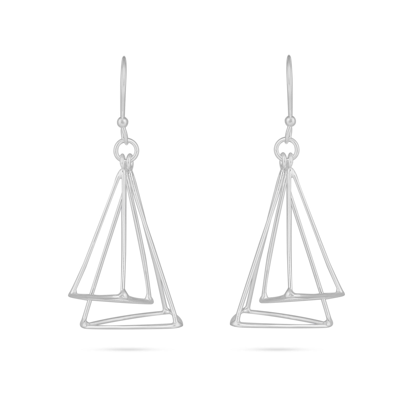 Pure Silver Earrings - Triad Tone Danglers - Tweov Jewels