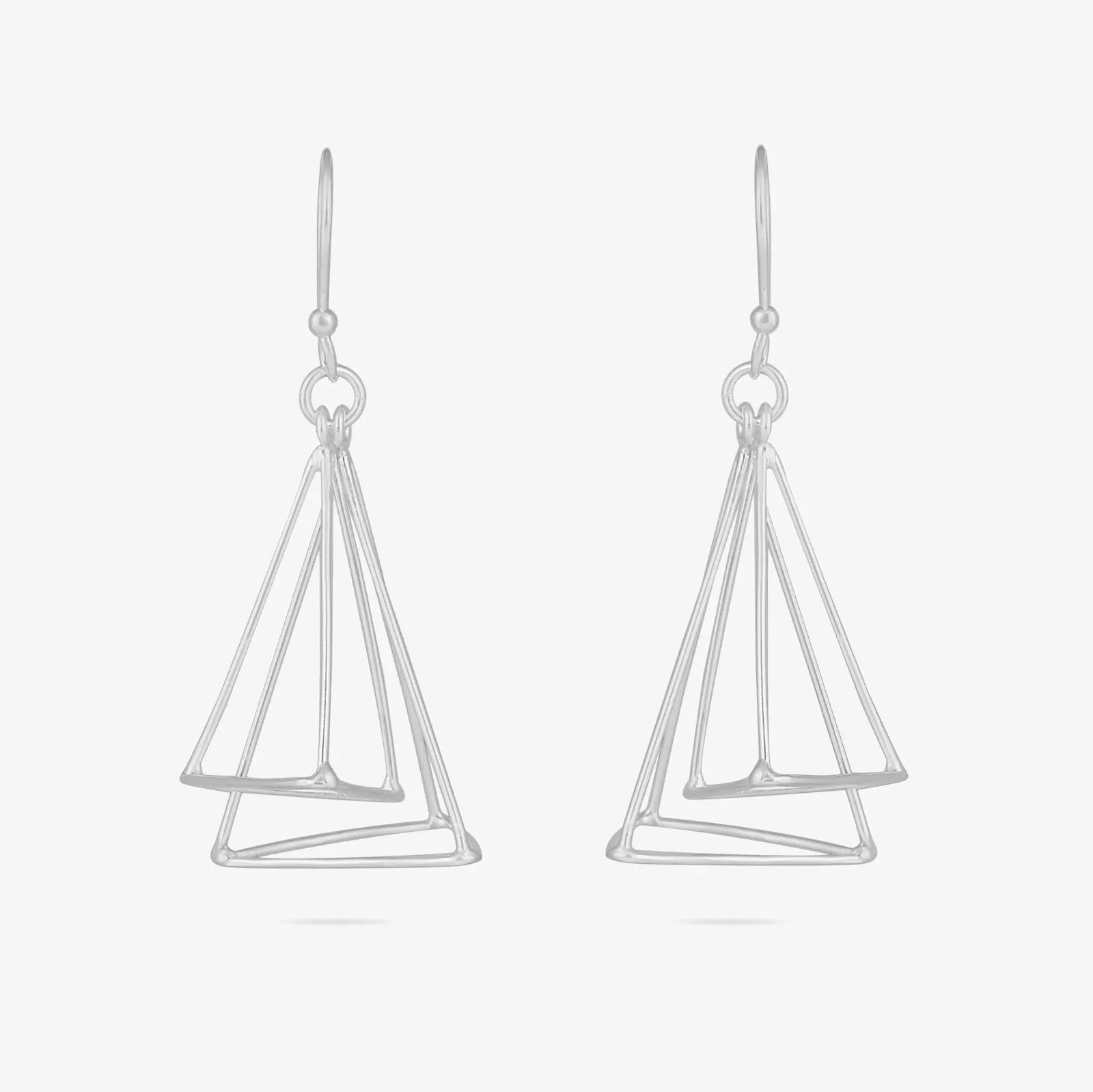 Triangular Tone Silver Dangle Earrings