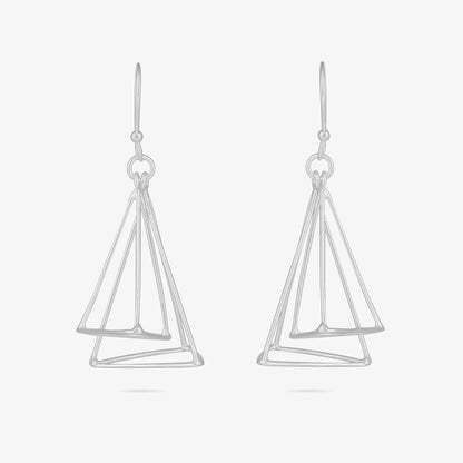 Triangular Tone Silver Dangle Earrings