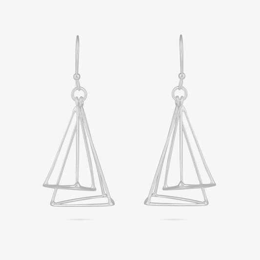 Triangular Tone Silver Dangle Earrings