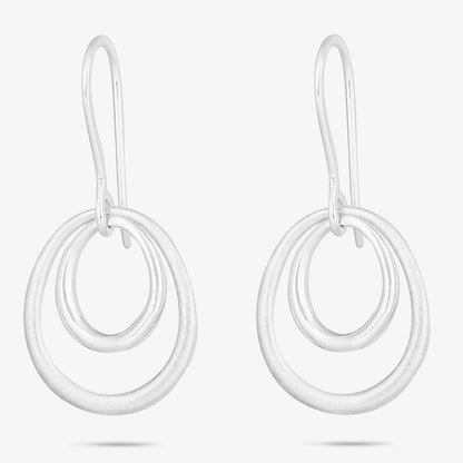 Pure Silver Earrings - Double Ring in Scratch Finish