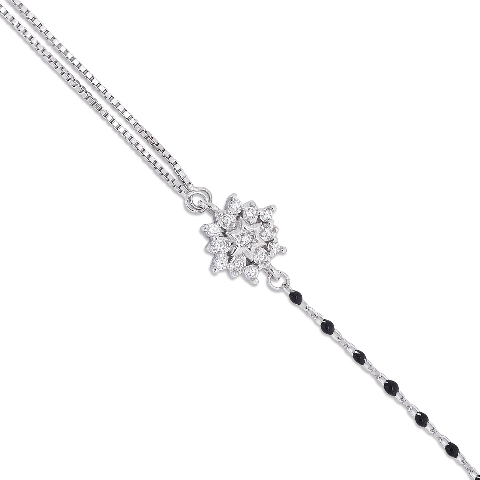 Exquisite Silver Floral Chain Bracelet