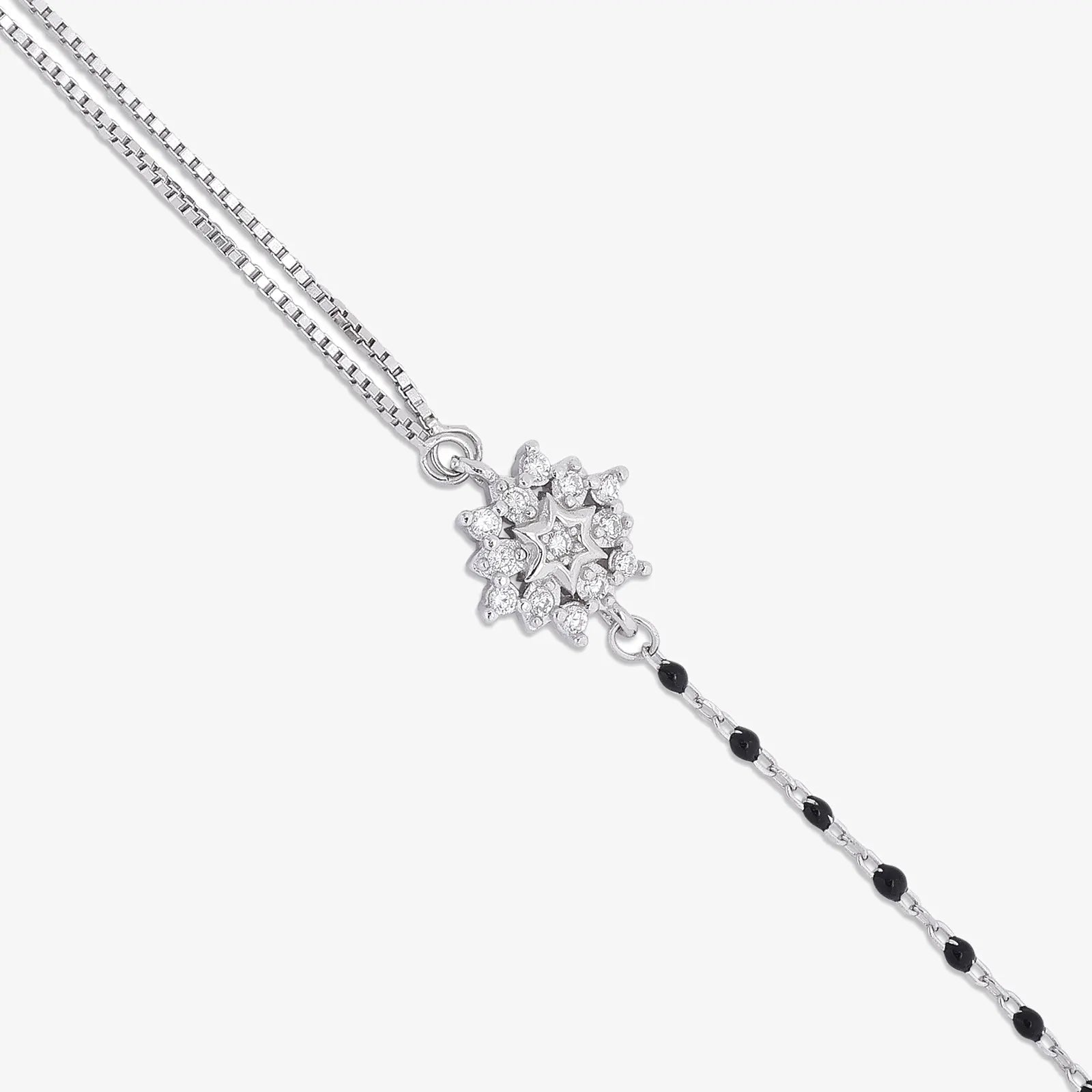Exquisite Silver Floral Chain Bracelet