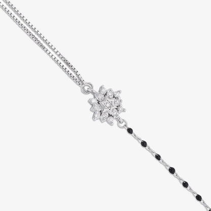 Exquisite Silver Floral Chain Bracelet