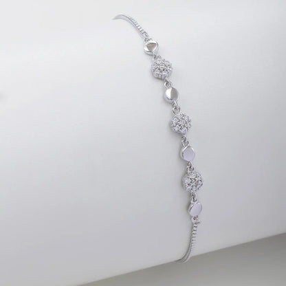 Floral Box Chain Silver Bracelet