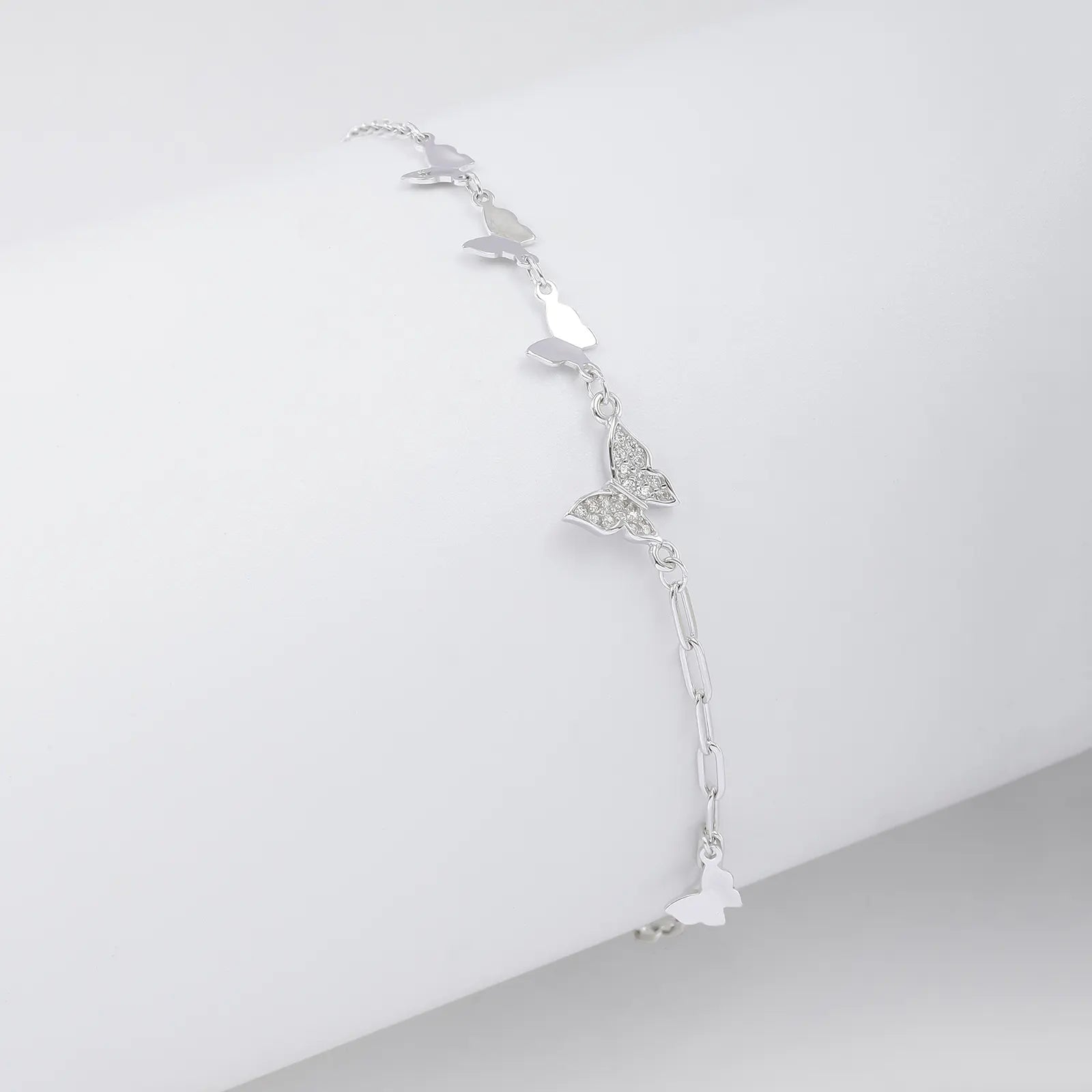 CZ Butterfly Silver Bracelet