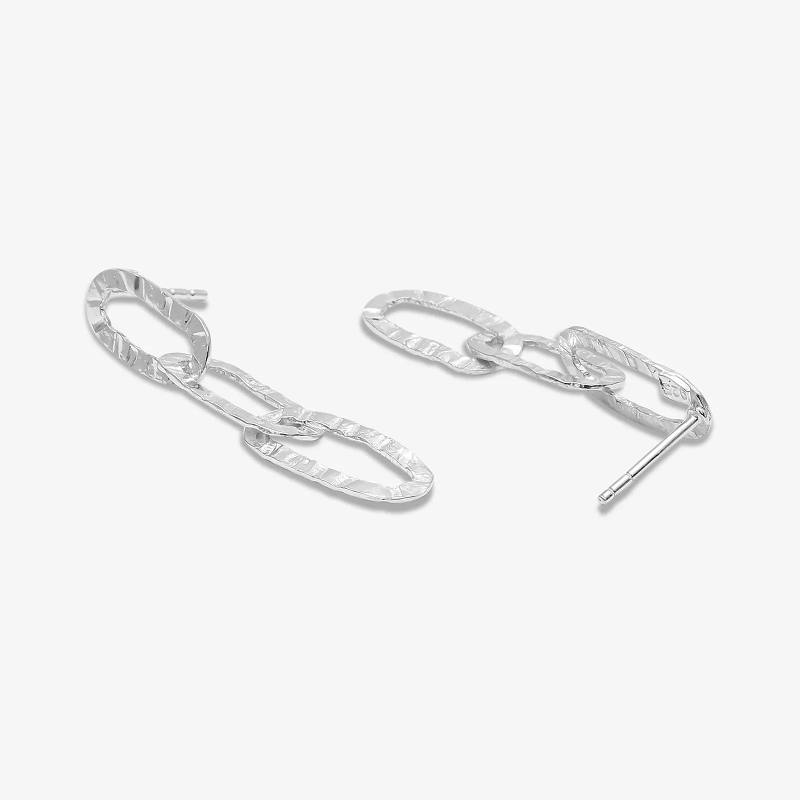 Intertwined Long Chain Silver Dangle Earrings