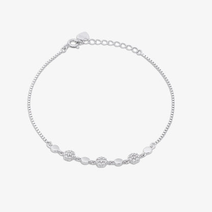 Floral Box Chain Silver Bracelet