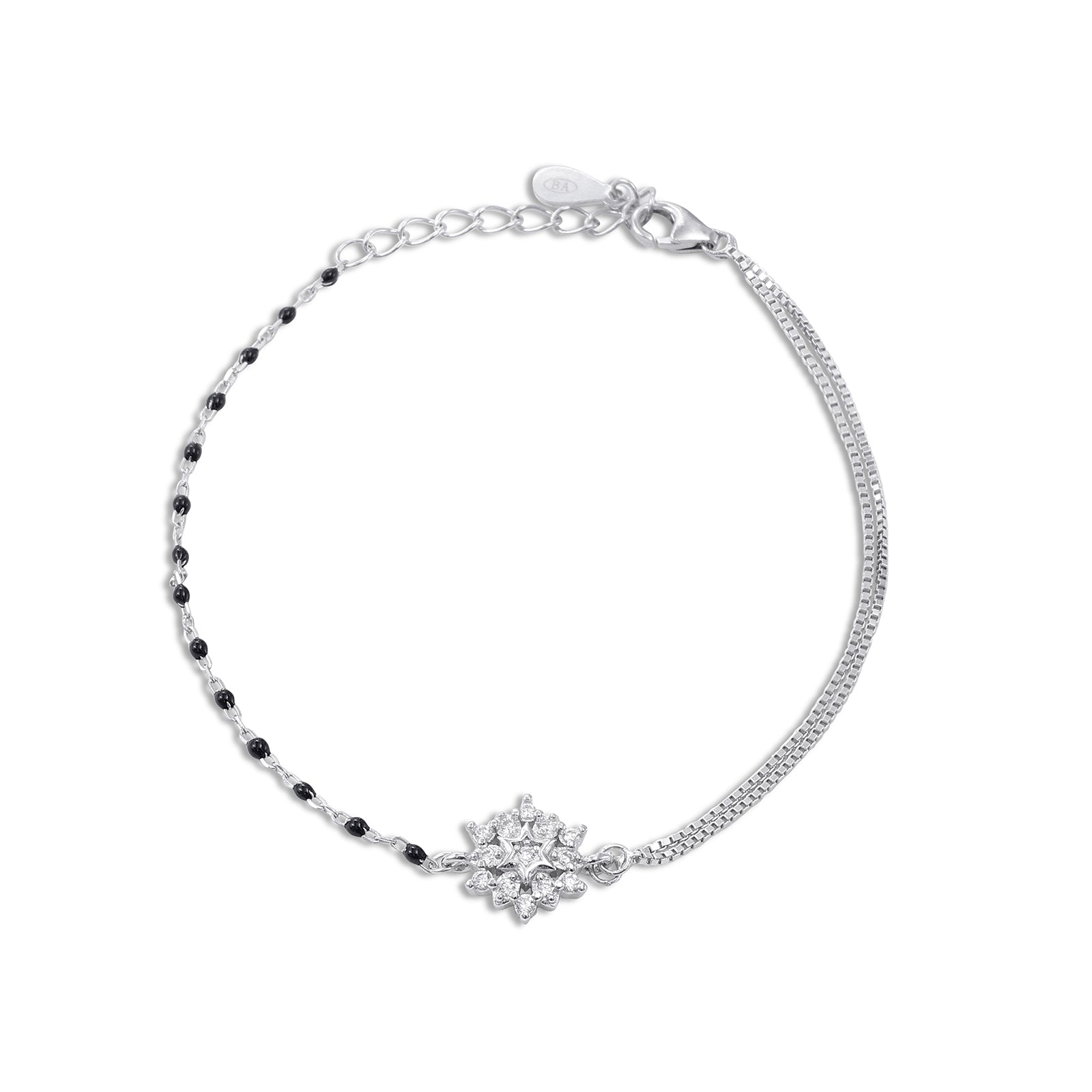 Exquisite Silver Floral Chain Bracelet