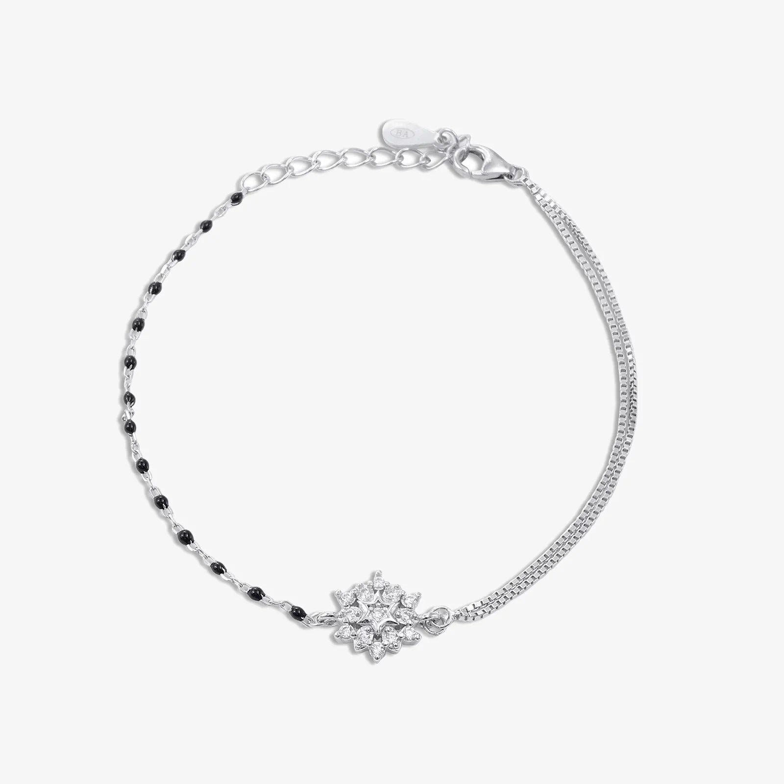 Exquisite Silver Floral Chain Bracelet