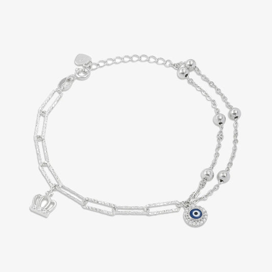 Evil Eye Queen Silver Chain Bracelet