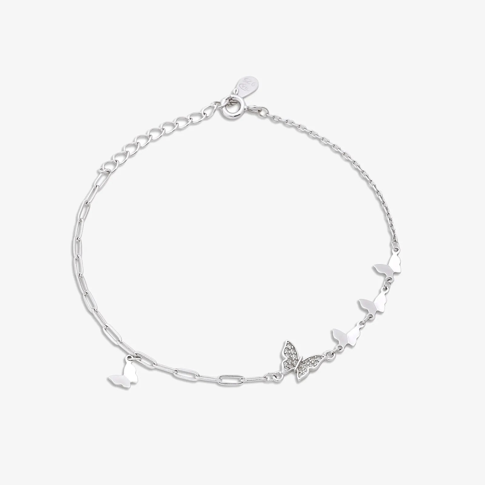 CZ Butterfly Silver Bracelet