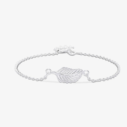Pure 925 Sterling Silver Leaf Design Chain Bracelet