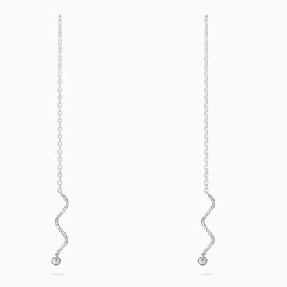 Pure Silver Earrings - Wavy Chain Drop - Tweov Jewels