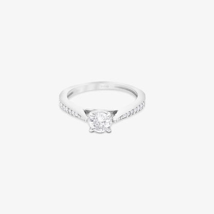 Round Solitaire Silver Ring