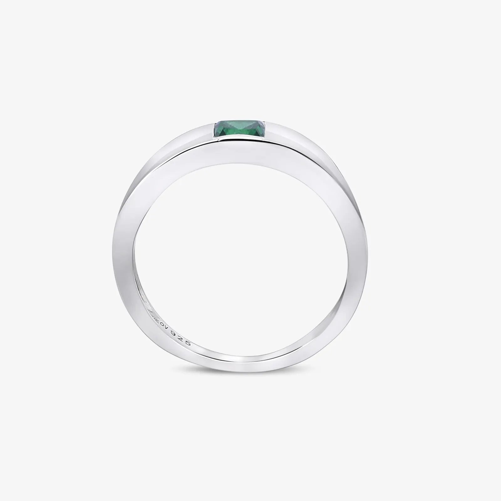 Silver Green Stone Finger Ring