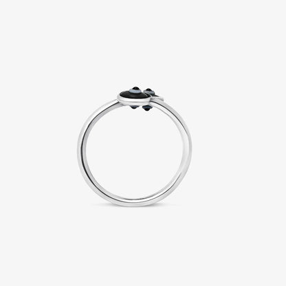 Silver Black Evil Eye Band Ring
