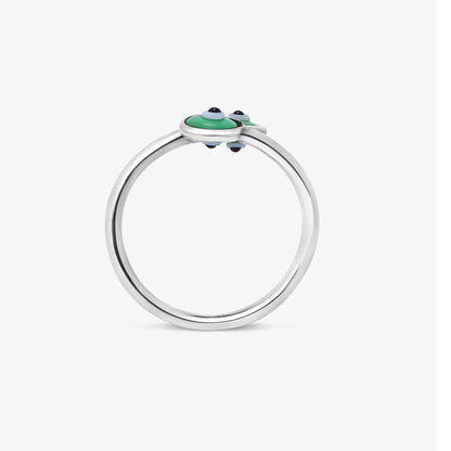 Silver Green Color Evil Eye Ring
