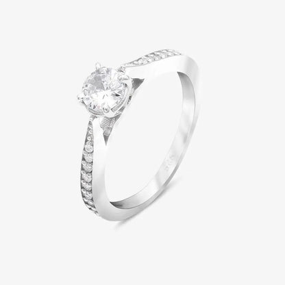 Round Solitaire Silver Ring