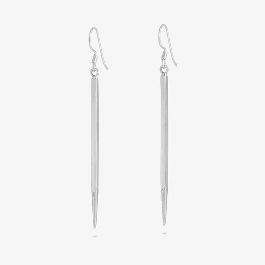 Pure Silver Earrings - Dazzling Pencil-Shaped Design