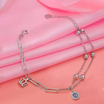 Evil Eye Queen Silver Chain Bracelet