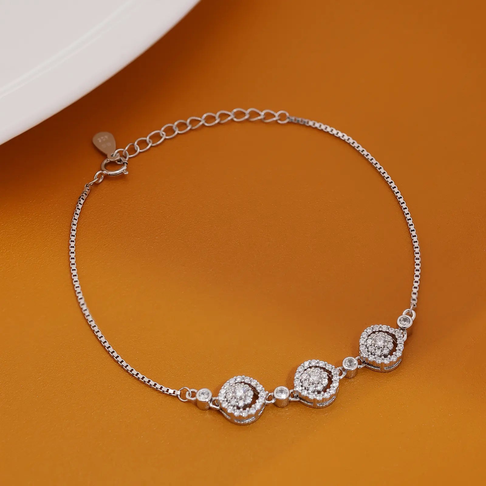 Triple Floral Silver Chain Bracelet - Tweov Jewels