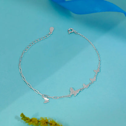 CZ Butterfly Silver Bracelet